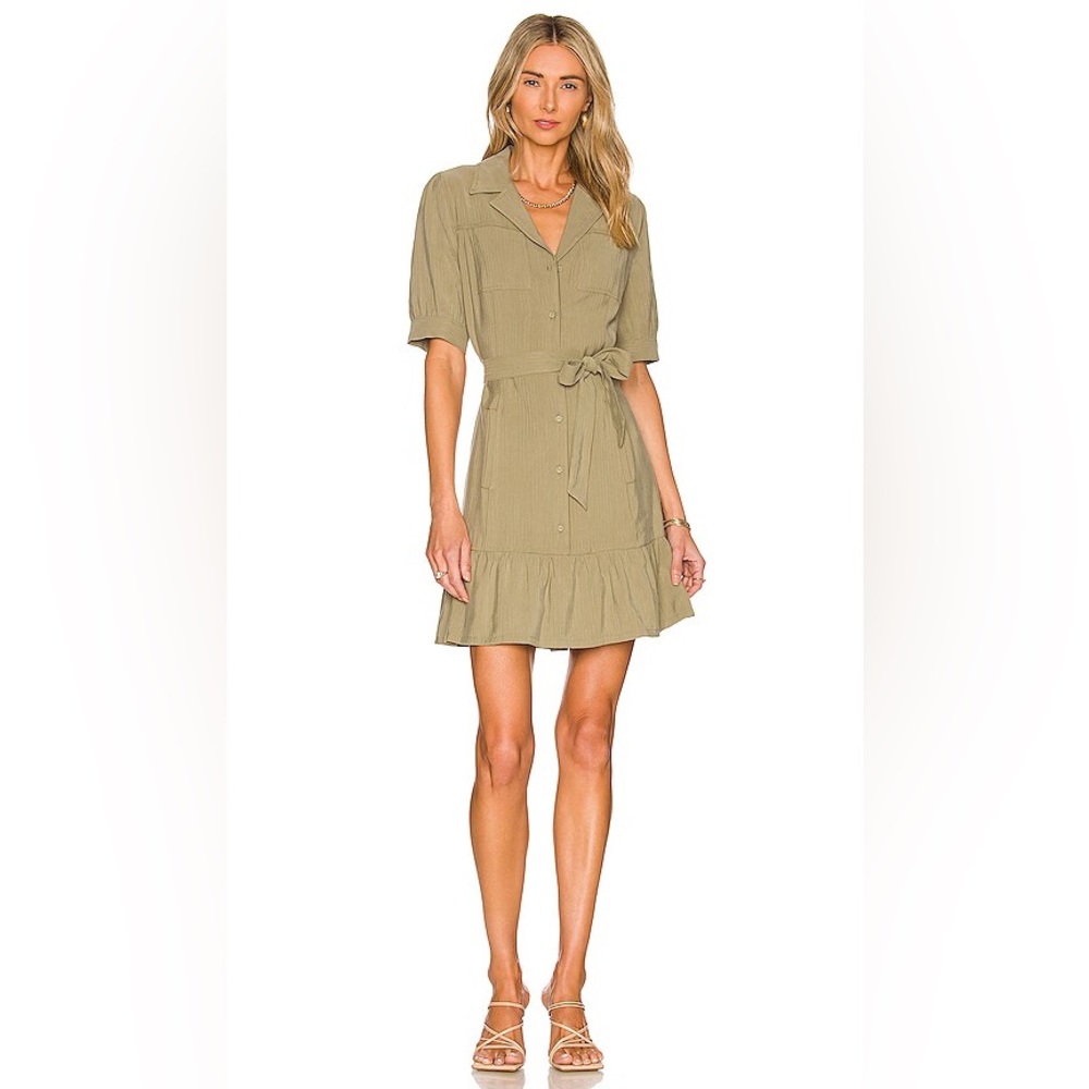 NWOT PAIGE Cactus Green Mayslie Button Down Mini Dress - Picture 1 of 11
